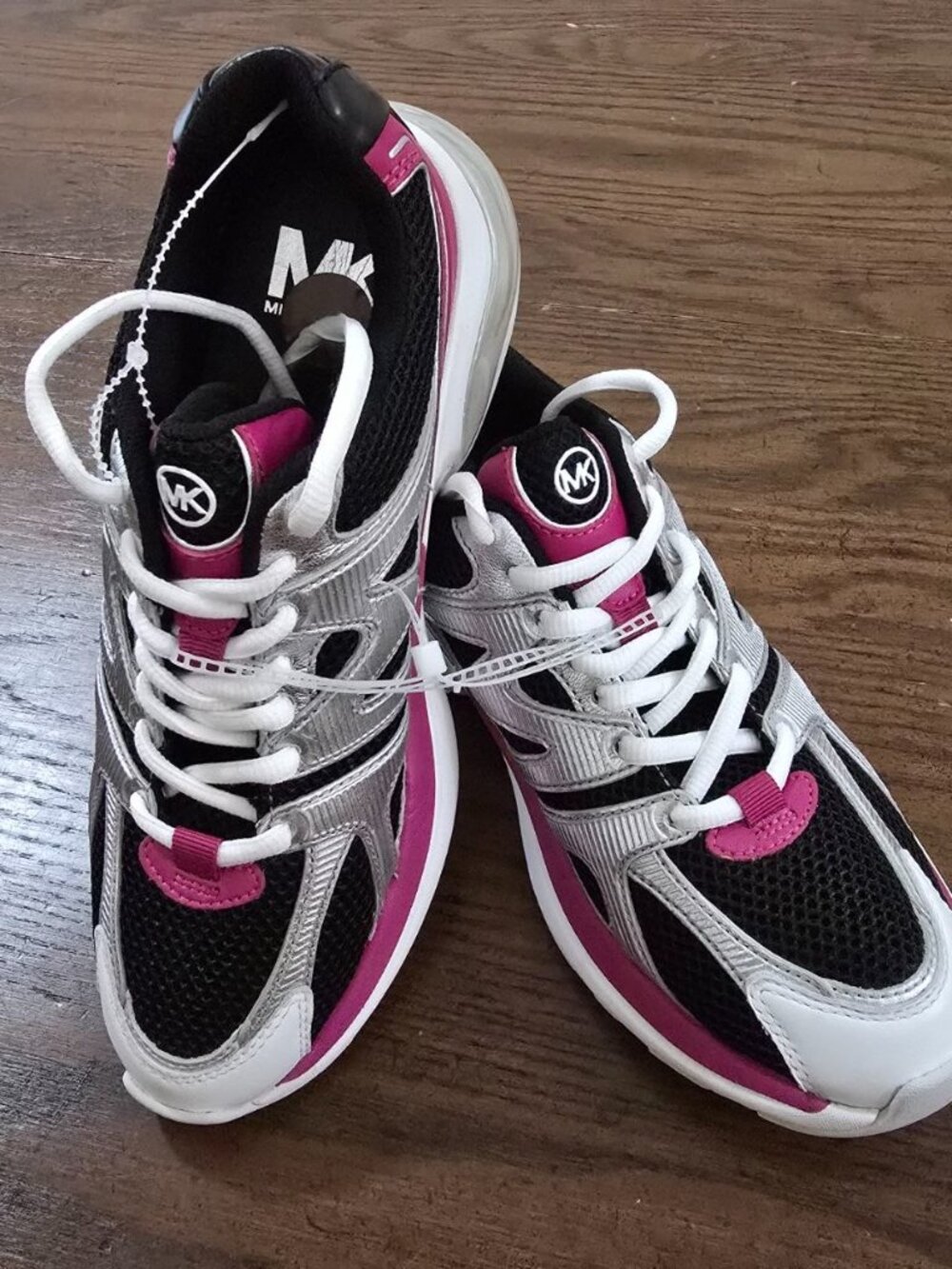 Michael Kors Women's Designer Chunky Sneakers Size 8 Silver Pink Black NWOB - Picture 3 of 13